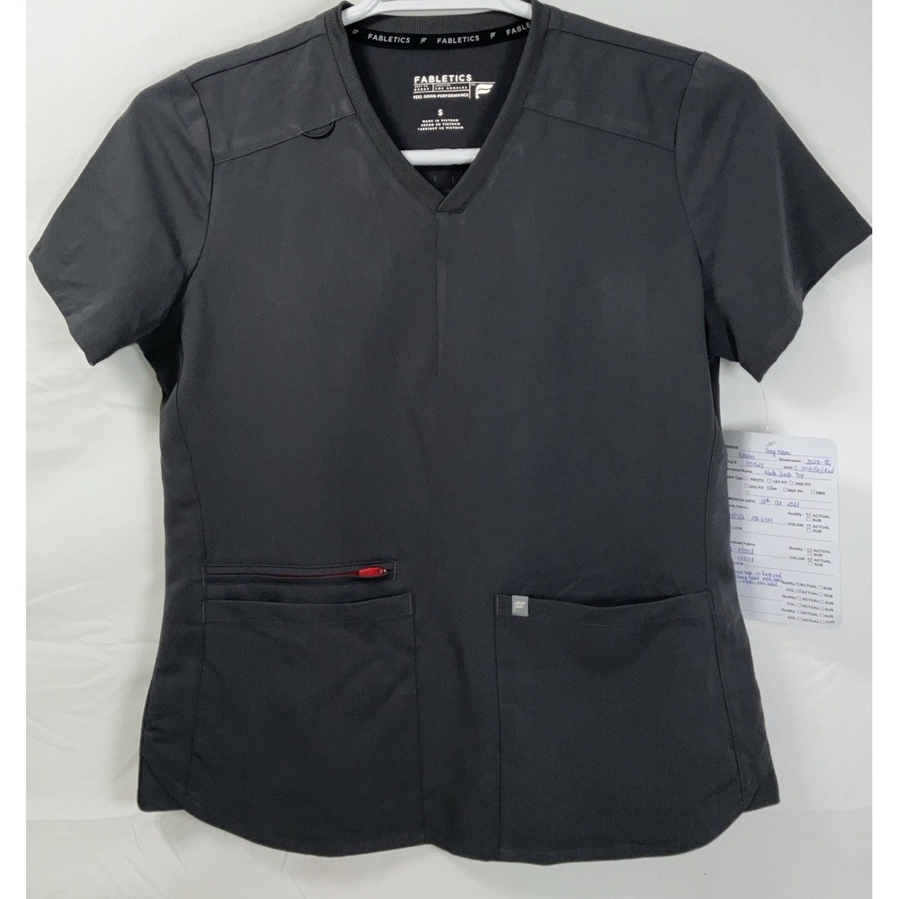 NWOT Women's Fabletics‎ Mode 4 Pocket Scrub Top - Slate Gray - Small